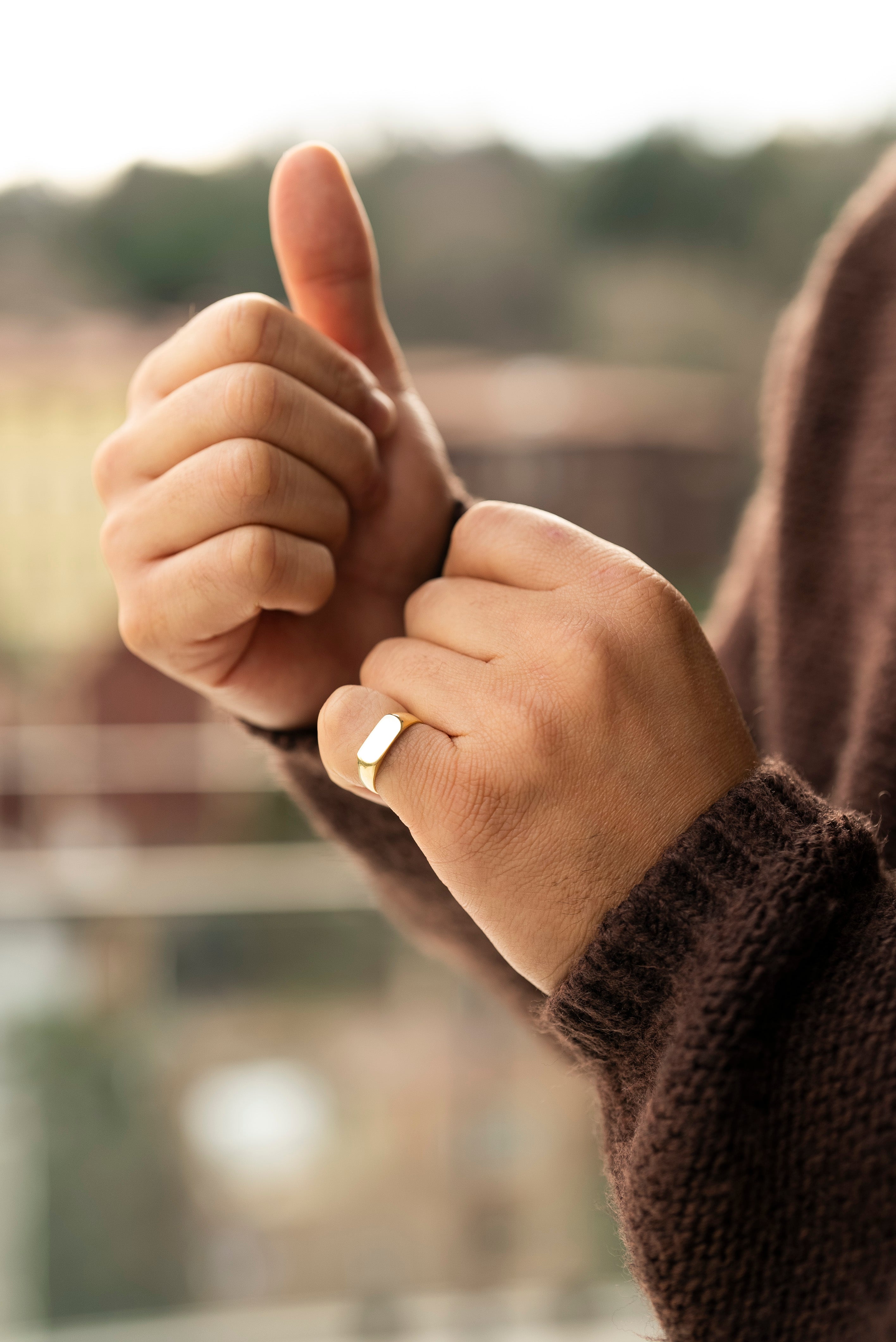 Altın Erkek Yüzüğü | 925 Ayar Gümüş Üzeri 14K Altın Kaplama Minimal Tasarım